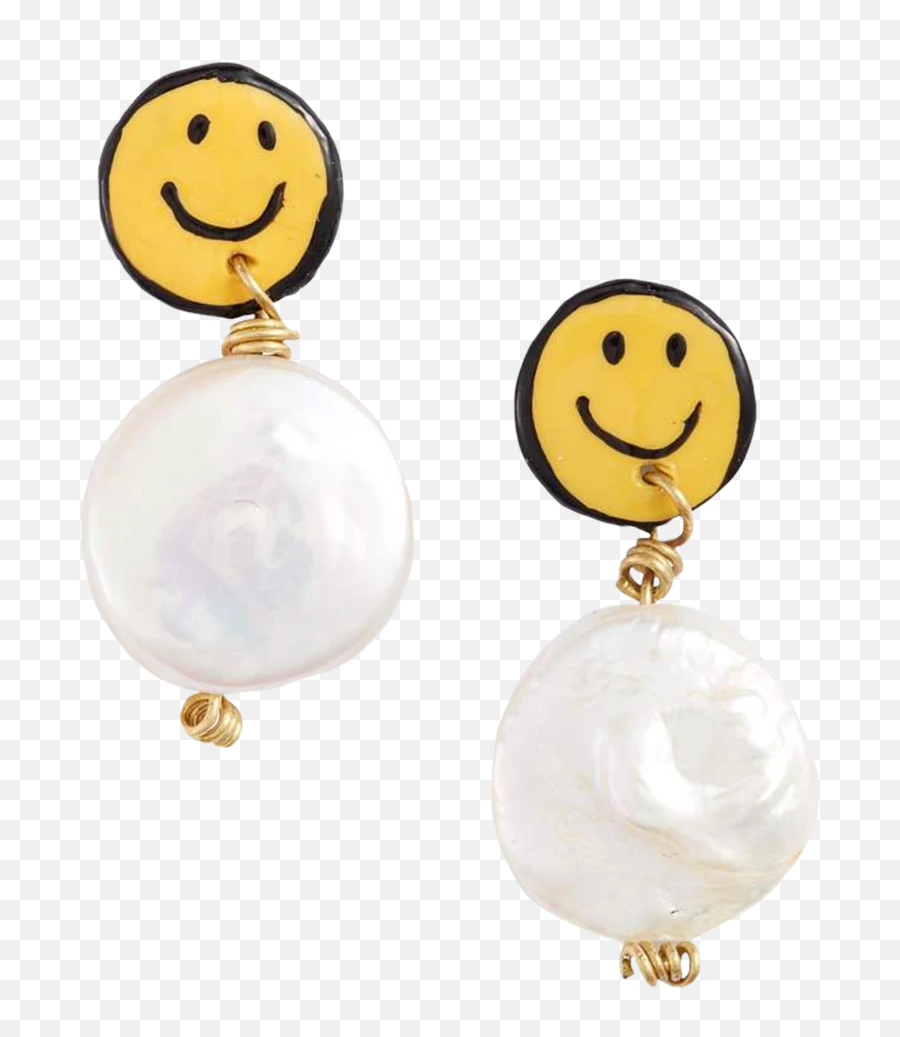 Smiley Earrings - Smiley Pearl Earring Emoji,Soccer Emoticon
