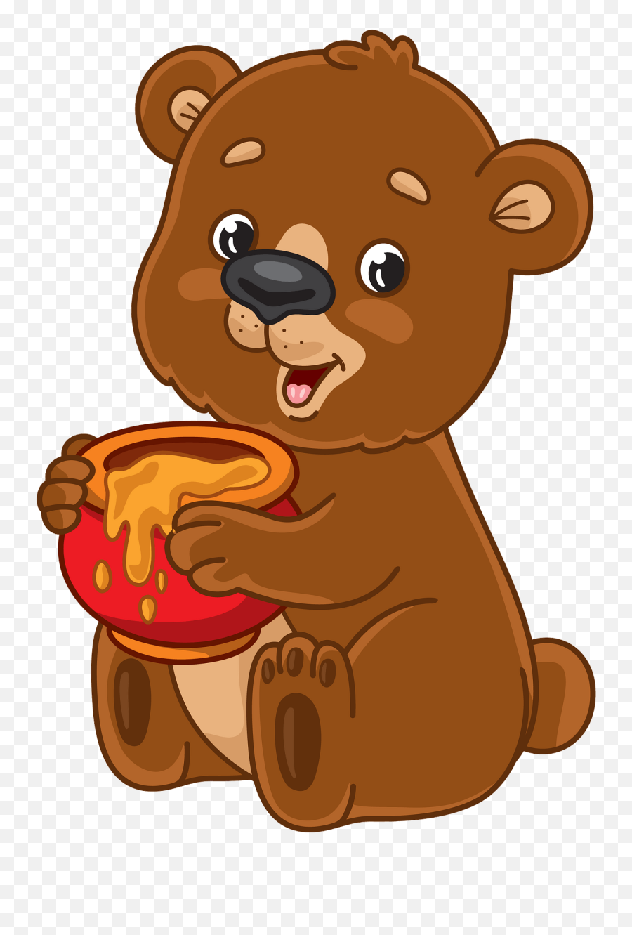 Cartoon Bear With Honey Pot Clipart Free Download - Bear With Honeypot Clipart Emoji,Honey Emoji