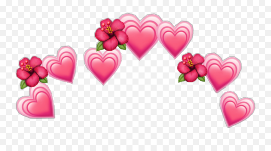 Red Pink Heart Crown Emoji Aesthetic Flower Flowers Hea - Hearts Over Head Emoji,Flower Crown Emoji