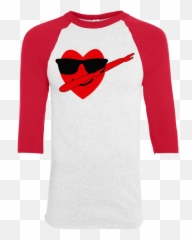 Heart Emoji Dabbing For Valentines Day Raglan,Axe Emoji