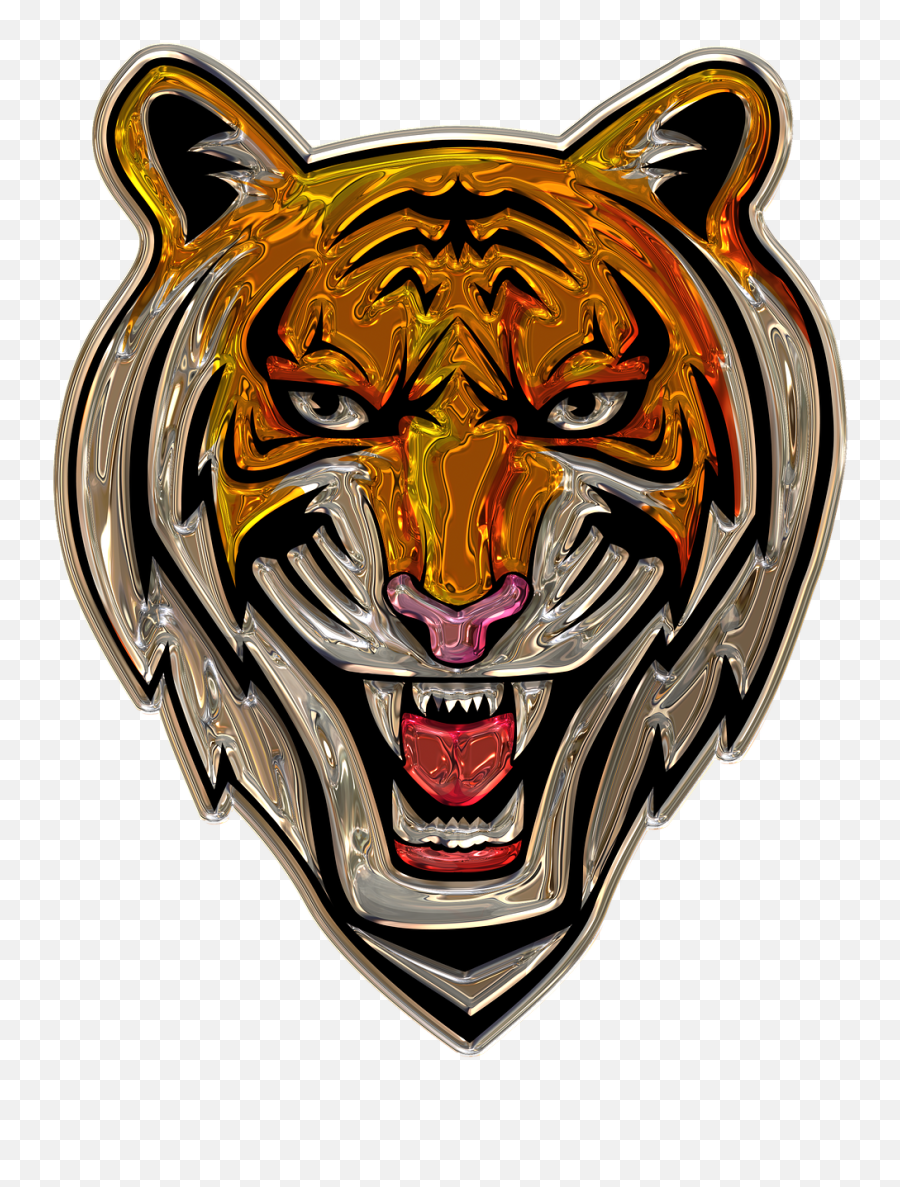 Tiger Head Metallizer Art Wilderness Factory - Tiger Cartoon Emoji,Easter Island Head Emoji