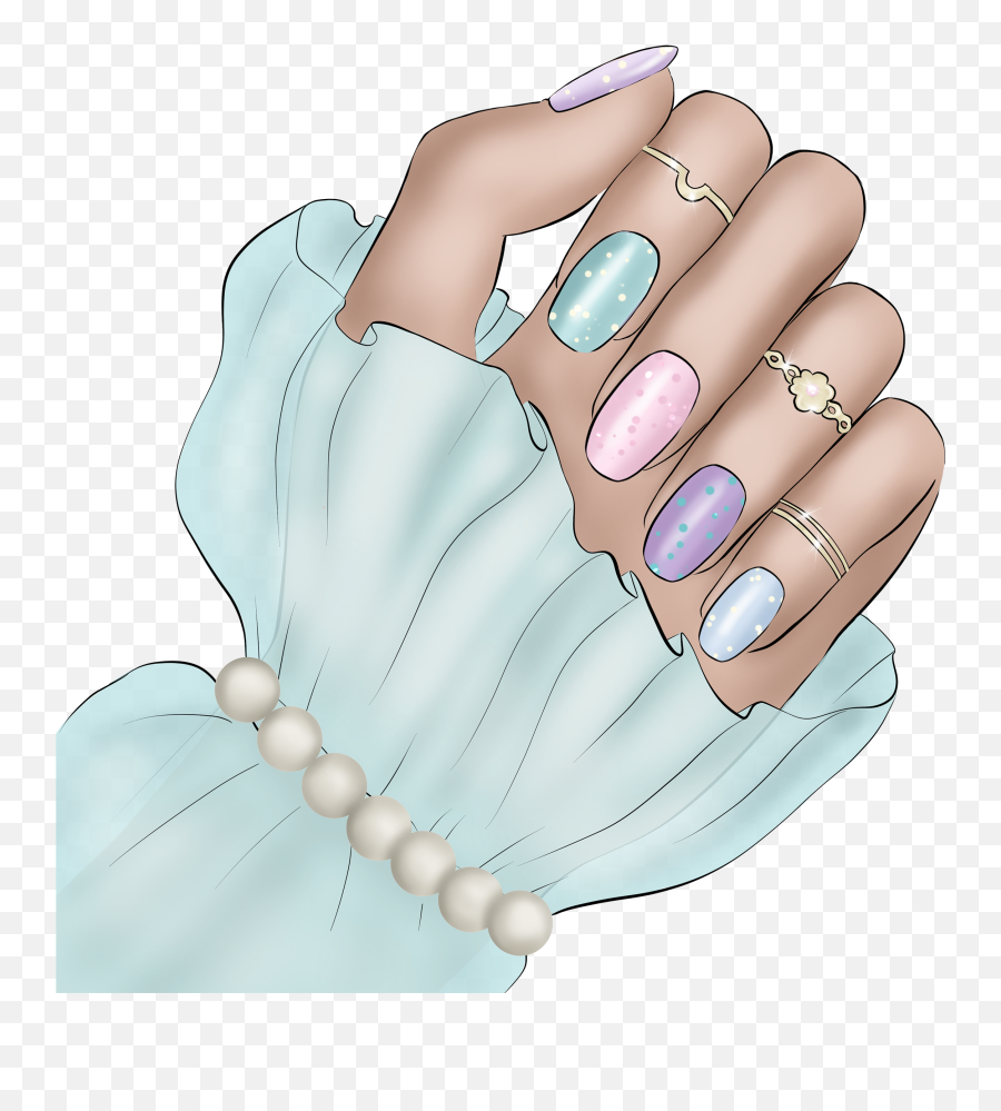 Pastel Nailart Rings Pearls Lilac Pink - Manicure Emoji,Emoji Nail Art