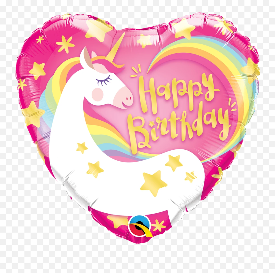 Happy Birthday Unicorn Heart Mylar Balloon - Happy Birthday Unicorn Balloon Emoji,Heart Emoji Balloons