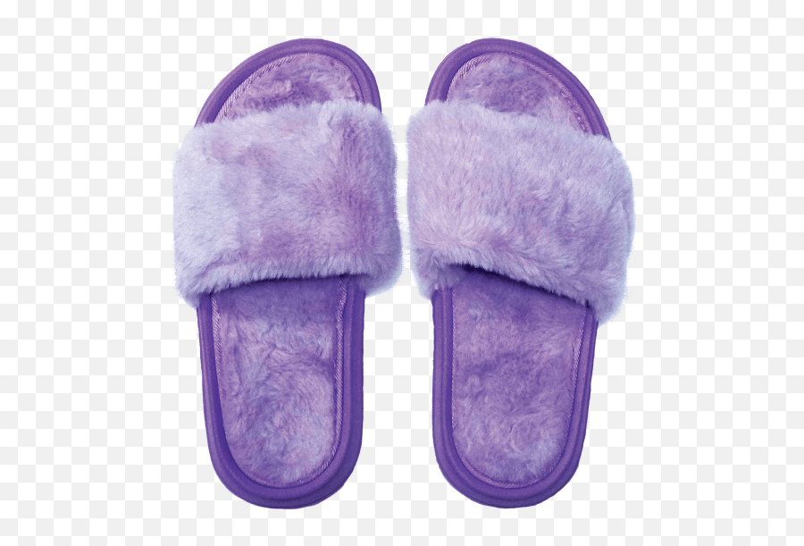 Purple Faux Fur Slides Size - Purple Slides Fuzzy Emoji,Emoji Slides