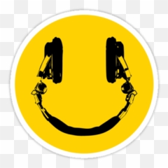Smiley Headphone Sticker - Clip Art Emoji,Headphone Emoticon