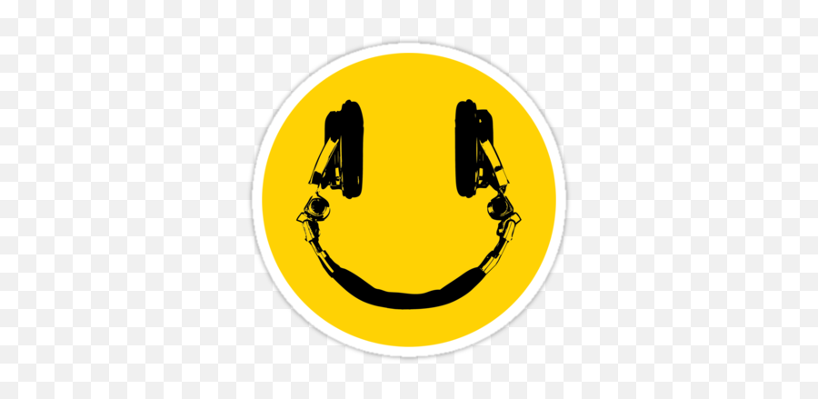 Smiley Headphone Sticker - Clip Art Emoji,Headphone Emoticon