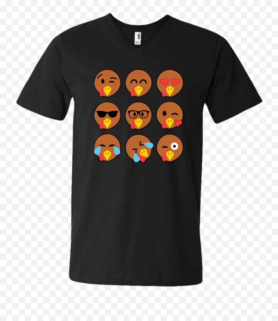 Turkey Emojis Thanksgiving Tshirt 982 Anvil Mens Printed V - Magliette Pampling,Thanksgiving Emojis