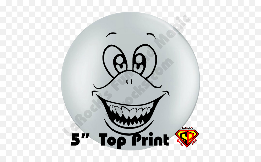 5 Inch Round Cute Shark Grey Top Print Balloon By Juan Gonzales Qualatex 100ct - Smiley Emoji,Scary Face Emoji