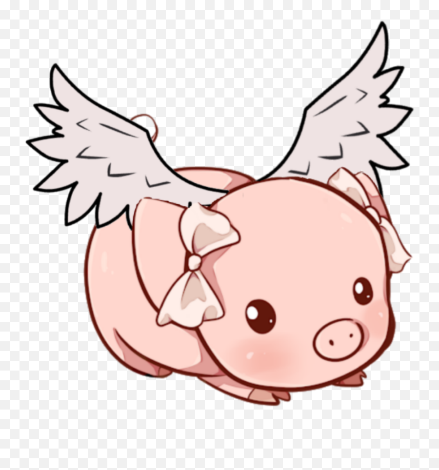 Freetoedit Cute Pig Wings Flyingpig - Cute Flying Pig Drawing Emoji,Flying Pig Emoji