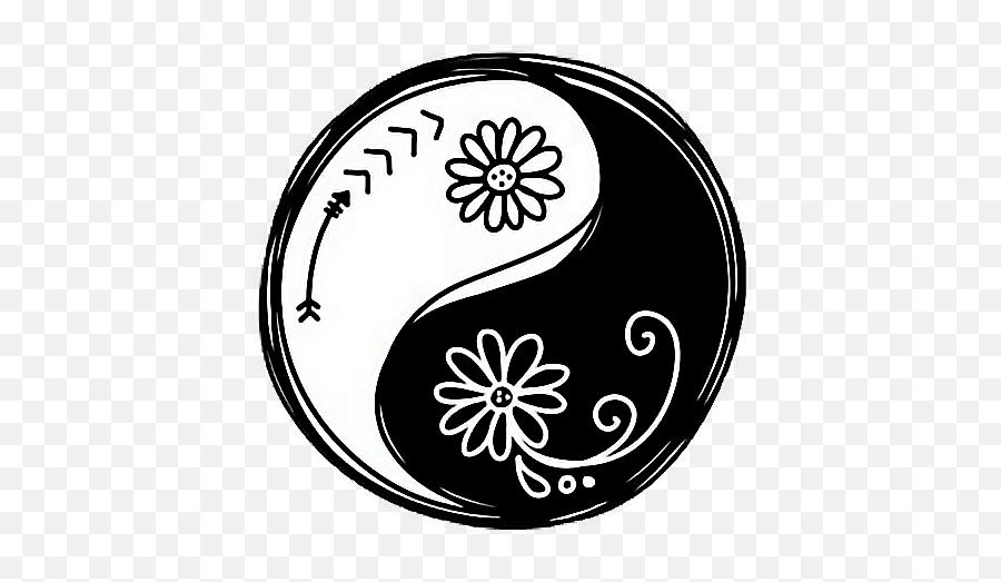 Overlay Black White Yinyang Flower - Black And White Emoji,Black And White Yin Yang Emoji