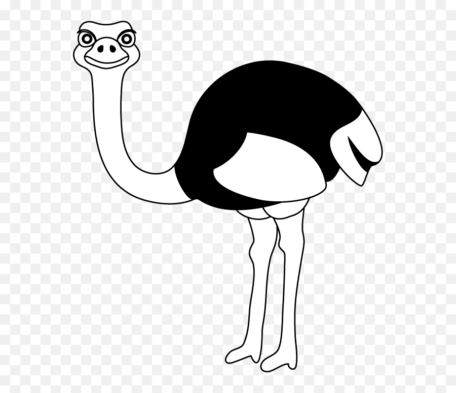 Clip Art Of Ostrich - Clip Art Library Ostrich Black And White Clipart Emoji,Ostrich Emoji