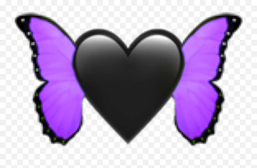 Black Purple Emoji Heart Sticker By Josephine - Ios Butterfly Emoji Png,Purple Emoji Heart