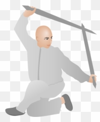 Vector Drawing Of Kung Fu Man With Two - Clipart Png Emoji