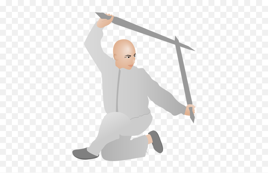 Vector Drawing Of Kung Fu Man With Two - Kung Fu Clipart Png Emoji,Two Swords Emoji