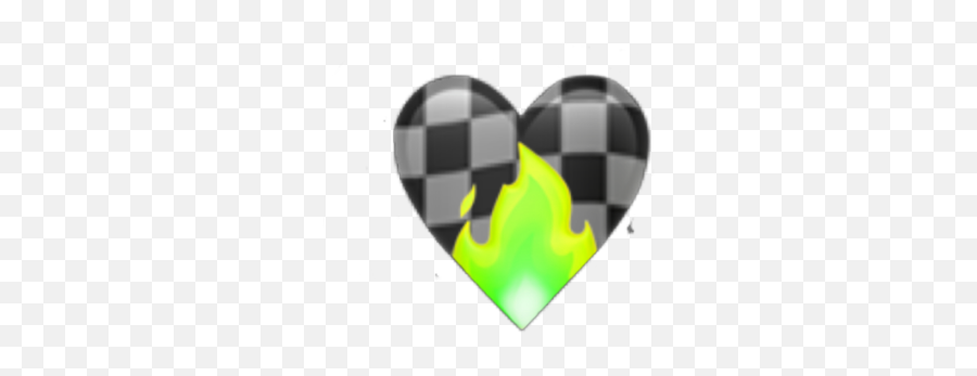 Green Checkerboard Flame Heart Emoji - Cartoon,Stencil Heart Emoji
