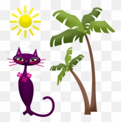 Palm Tree Cat Hawaii - Katt Och Sol Emoji