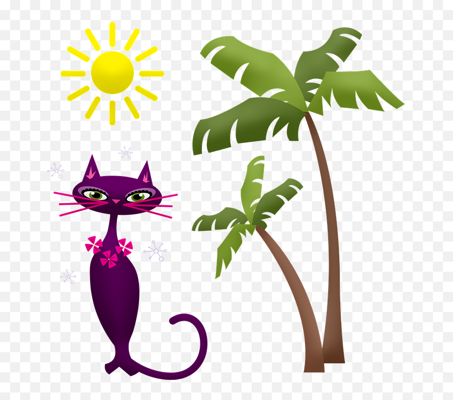 Palm Tree Cat Hawaii - Katt Och Sol Emoji,Cat Emoticons Text