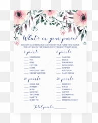 Pink Bridal Shower Purse Raid Game - Wedding Invitation Card Template Png Emoji