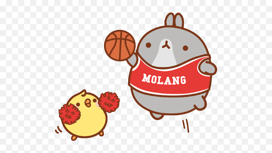 Kawaii Cheerleader Sports Basketball Ball Molang Gray - Molang Sport Emoji,Cheerleader Emoji