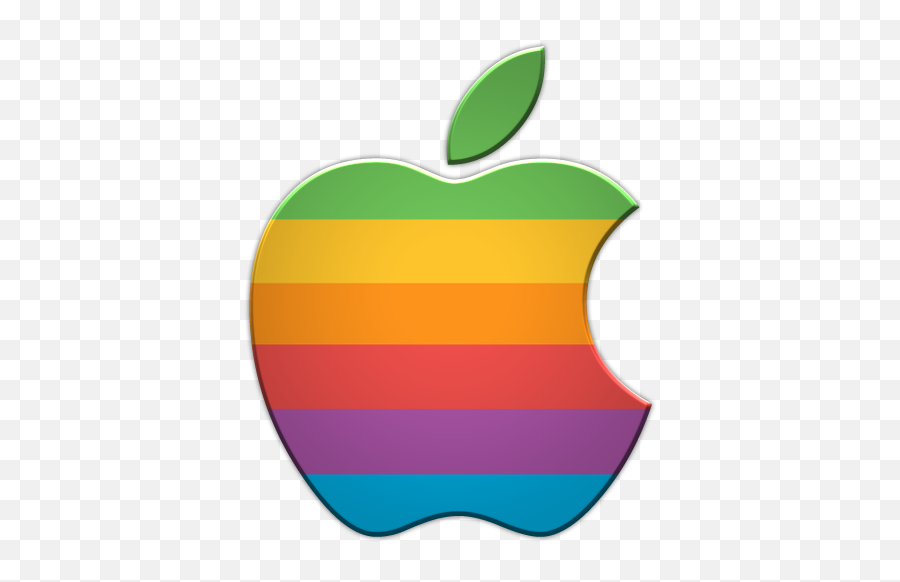 Old Rainbow Apple Logo - Retro Apple Logo Transparent Emoji,Apple Logo Emoji