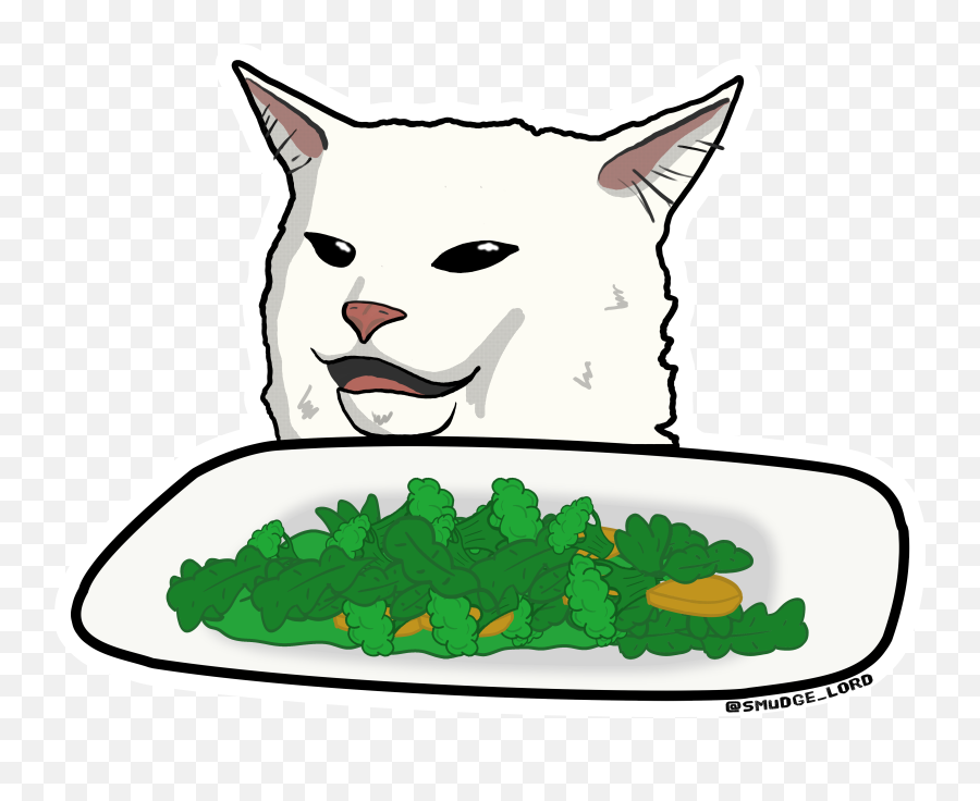 Salad Cat Meme Clipart - Smudge The Cat Sticker Emoji,Confused Emoji Meme