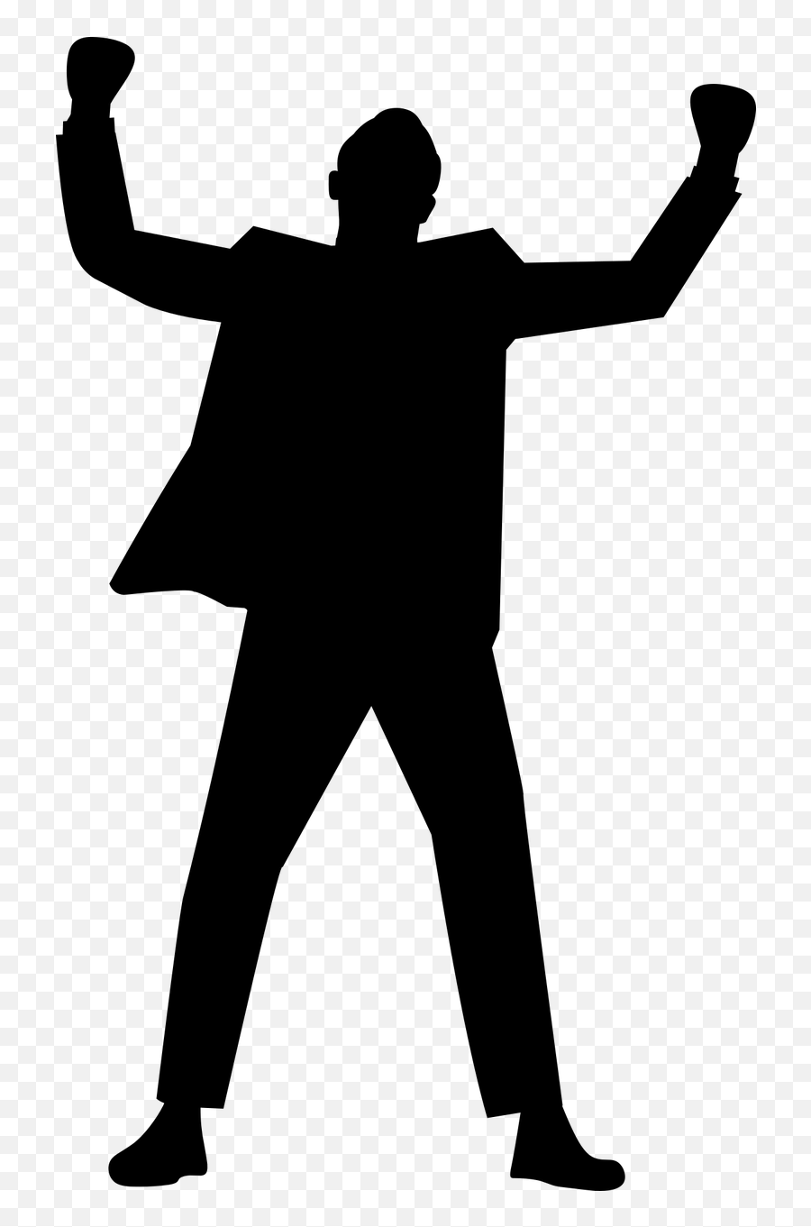 Silhouette Businessman Arms Suit Yes - Success Clipart Black And White Emoji,Arms Raised Emoji