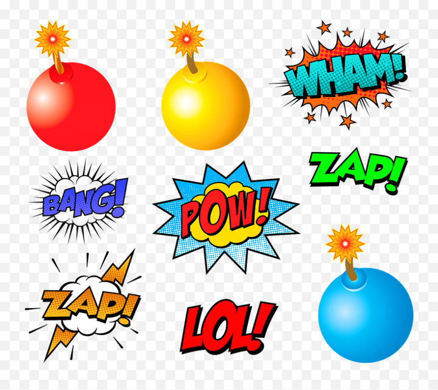 Superhero Words Pow Bam - Superhero Bomb Emoji,Batman Emoji Keyboard