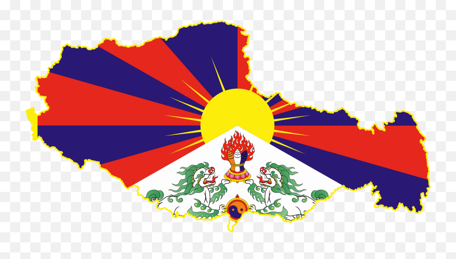 Flag Map Of Tibet - Tibet Flag Map Emoji,Tibet Flag Emoji