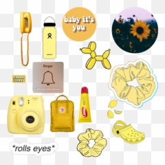 Yellow Aesthetic Cutouts Made To Put In Between Clear - Aesthetic Stickers For Clear Phone Cases Emoji,Rolls Eyes Emoji