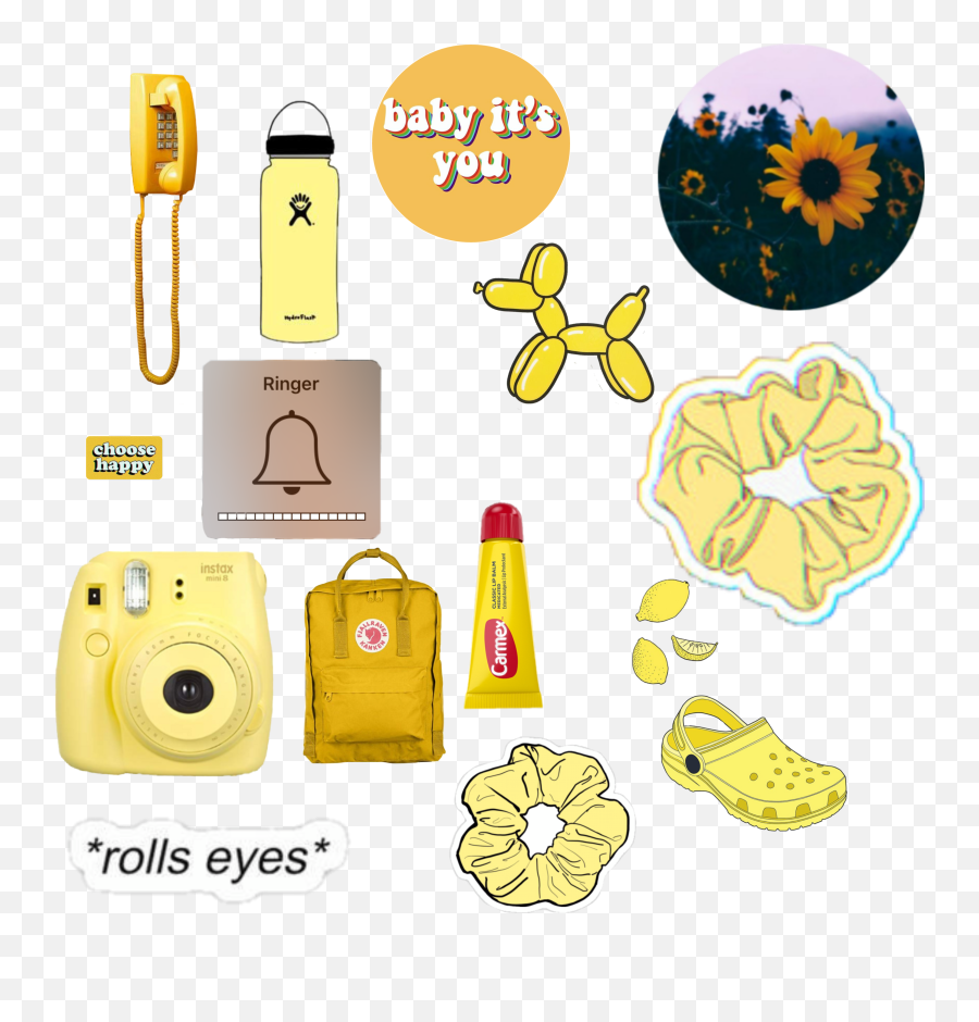 Yellow Aesthetic Cutouts Made To Put In Between Clear - Aesthetic Stickers For Clear Phone Cases Emoji,Rolls Eyes Emoji
