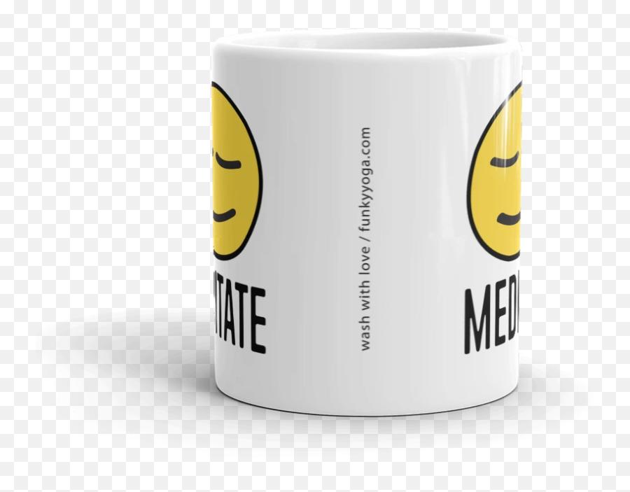 Meditate Ceramic Coffee Mug 11oz - Default Smiley Emoji,Yoga Emoticon