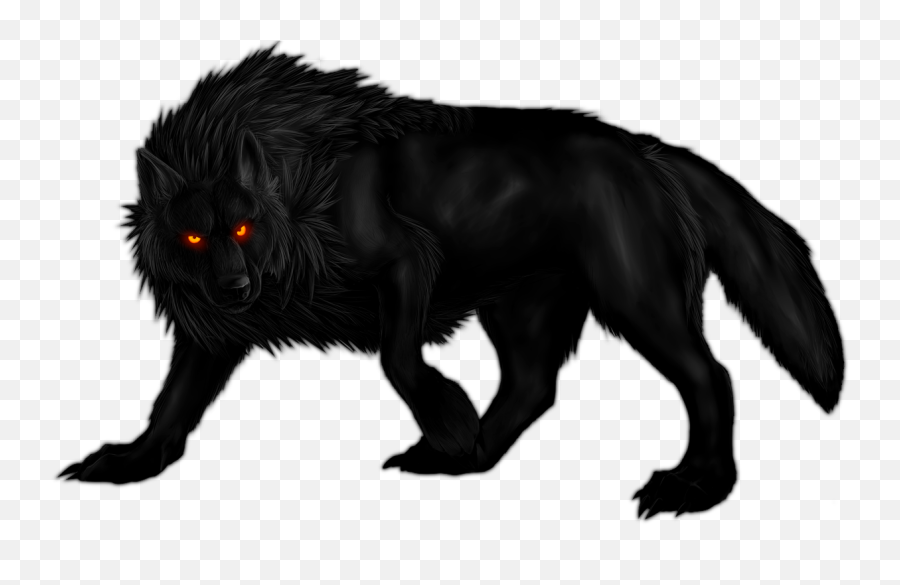 Black Big Bad Wolf Clipart - Black Werewolf Red Eyes Png Black Wolf Red Eyes Art Emoji,Wolf Emoji Png