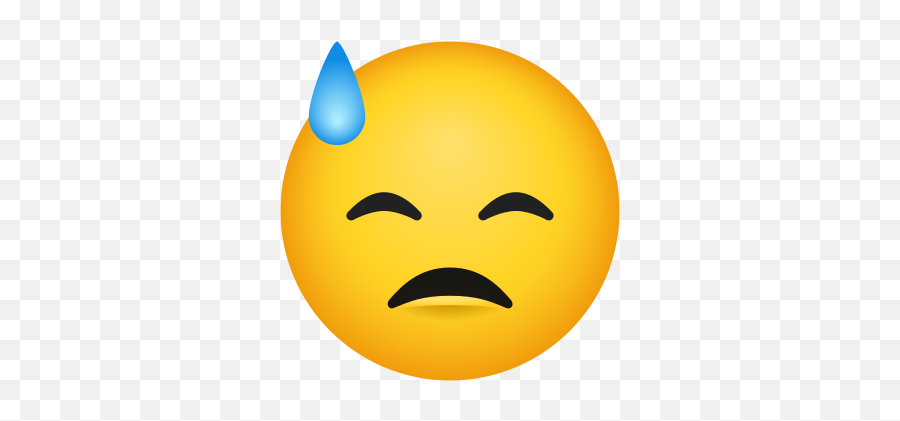 Downcast Face With Sweat - Happy Emoji,Sweat Face Emoji