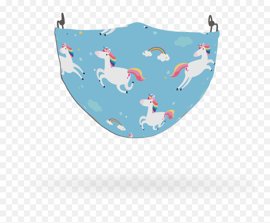 Blue Unicorn Pattern Rainbow Face Covering Print 4 - Illustration Emoji,Unicorn Face Emoji