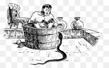 Scary Bath Time - Scared Of Snake Clipart Black And White Emoji