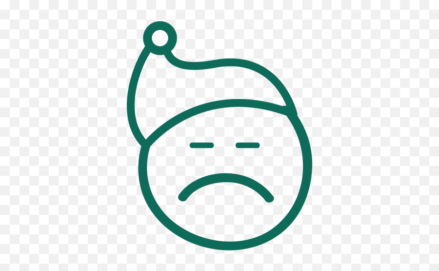 Frown Santa Claus Hat Face Green Stroke - Circle Emoji,Frown Emoticon