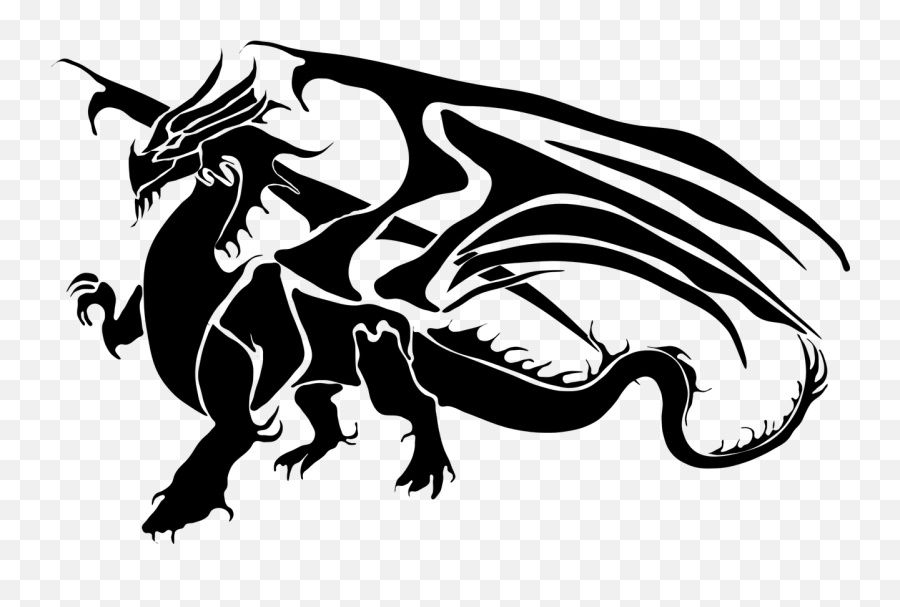 Beast Dragon Flying Monster Monsters And Heroes - Dragon Black And White Emoji,Dragon Emoji