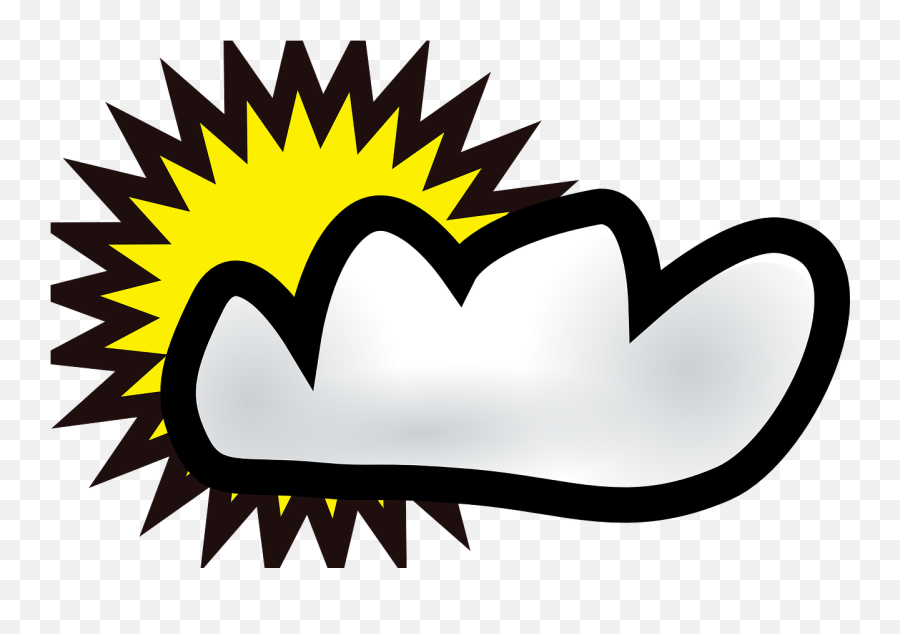 Sun Cloud Weather Cartoon Symbols - Cloudy And Sunny Emoji,Rain And Sun Emoji