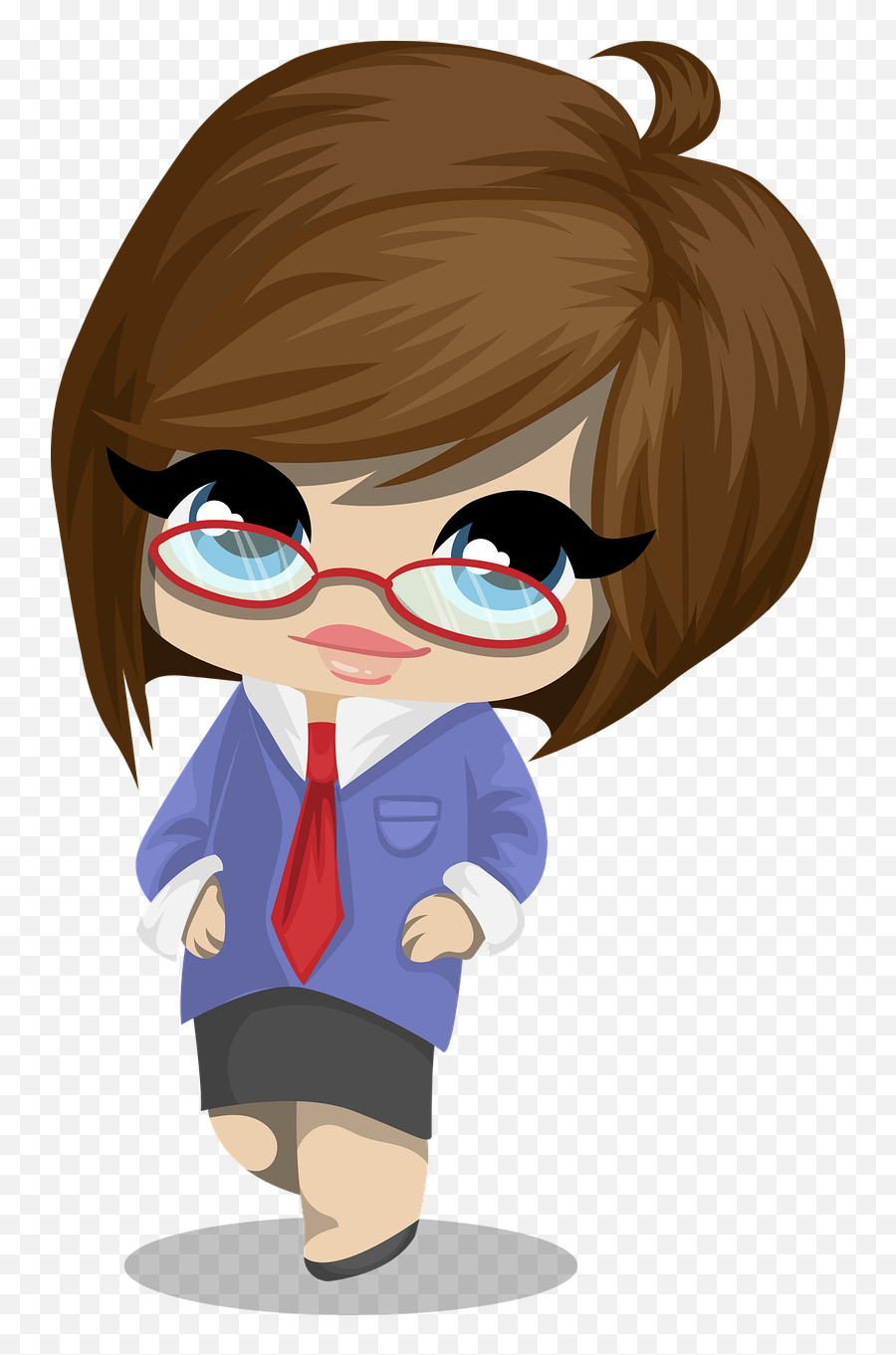 Chibi Chibi Girl Glasses Business Business Woman - Business Woman Chibi Emoji,I Don T Care Emoji
