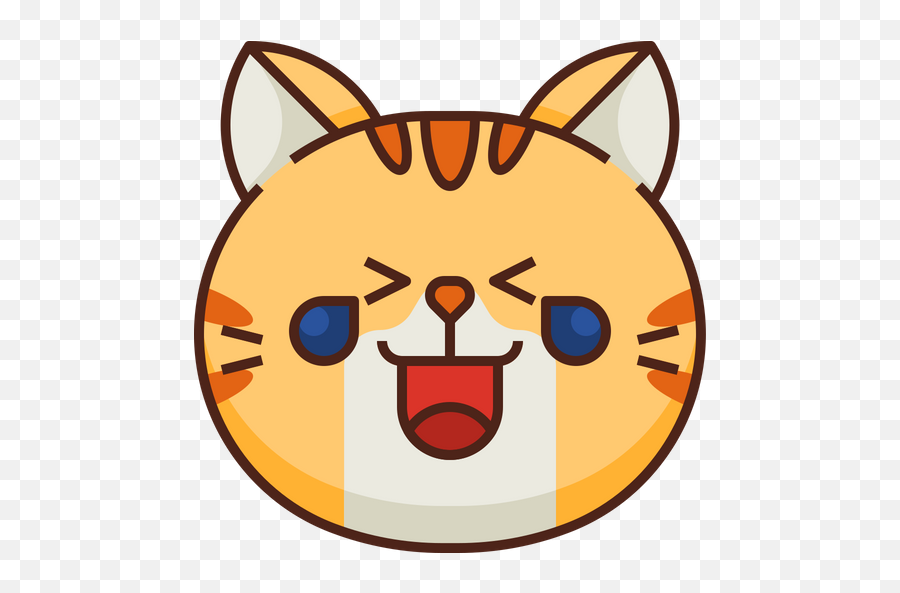 Laughing Emoji Icon Of Colored Outline - Happy,Cat Emoticon Facebook