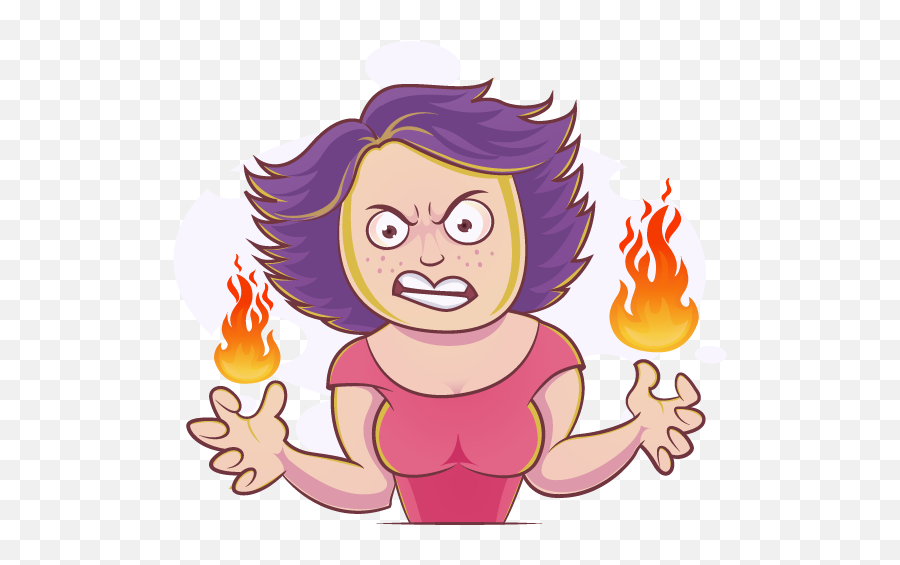 Angry Woman - Cartoon Emoji,Girl With Hand Up Emoji - free transparent  emoji 