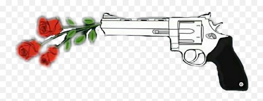 Gun Rose Black Whitefreetoedit - Aesthetic Gun Transparent Emoji,Revolver Emoji