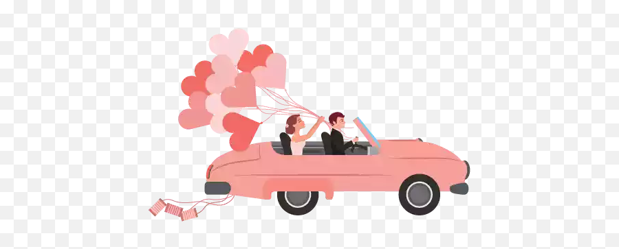 Love Whatsapp Stickers - Wedding Couple In Car Vector Emoji,Hula Emoji