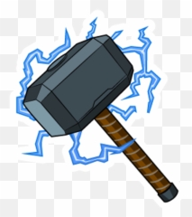 Thor Mjolnir Hammer With Lightning - Thors Drawing Emoji