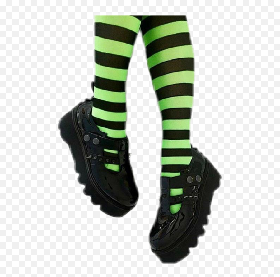 Shoes Socks Black Green Halloween - Sock Emoji,Black Emoji Socks
