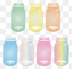 Mason Jars Colorful Transparent - Glass Bottle Emoji