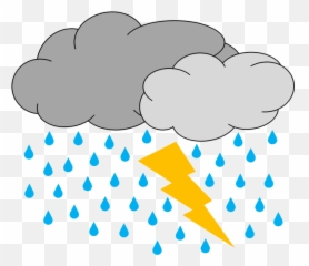 Vector Image Of Two Clouds With Rain And Lighting Weather - Thunder Lightning Clip Art Emoji