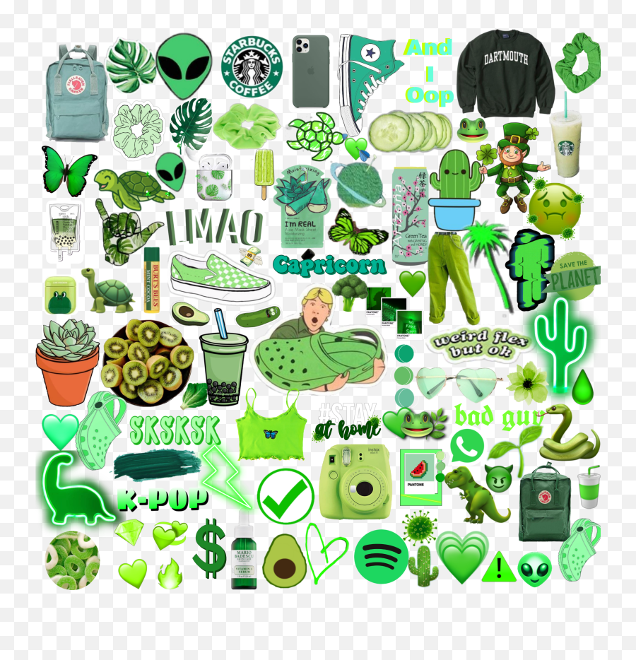 Green Aesthetic Vsco Emoji Sticker By Irene - We Proudly Brew Starbucks,Emoji Sheet Set