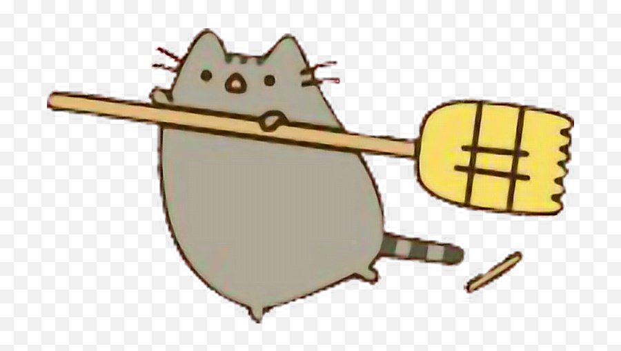 Pusheen Witch Broom Sticker By Faerie Cari - Pusheen Witch Gif Emoji,Witch On Broom Emoji