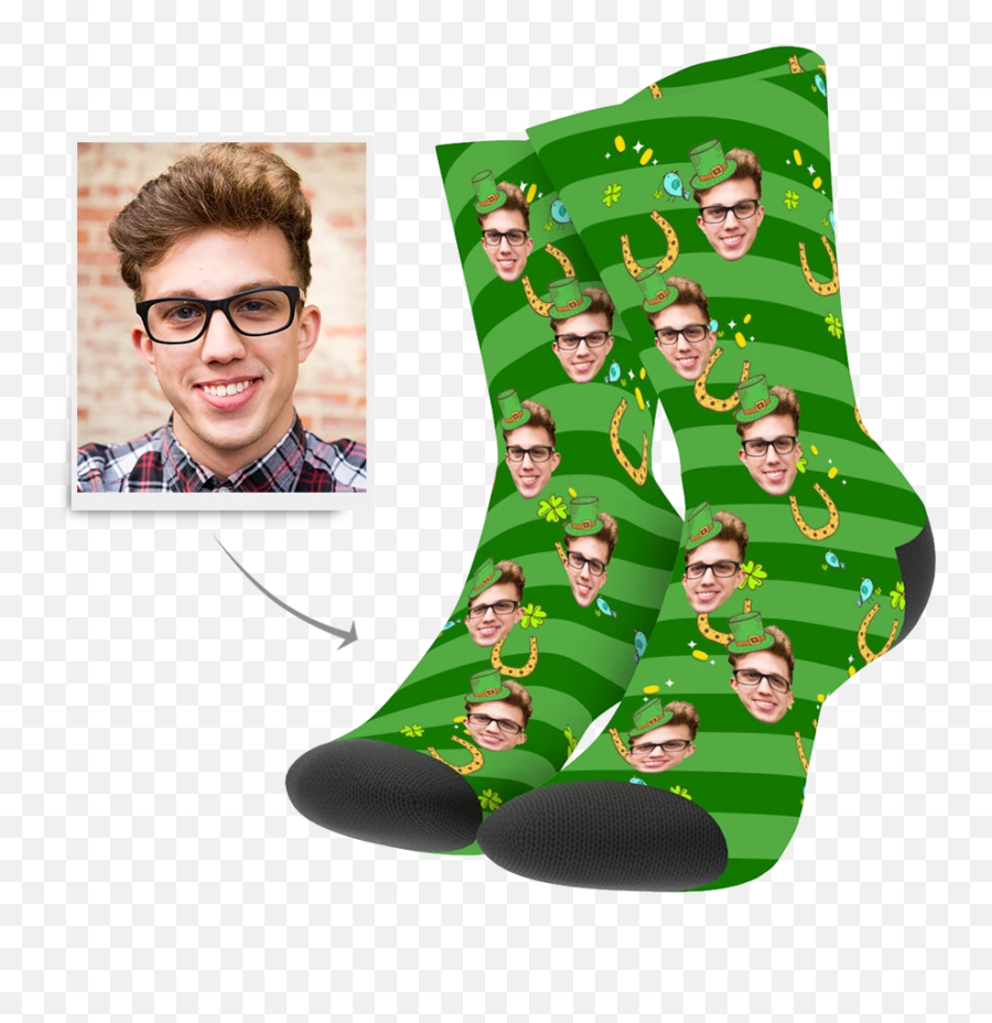 Custom Lucky Horse Shoes Socks - Christmas Face Socks Emoji,Emoji Sock